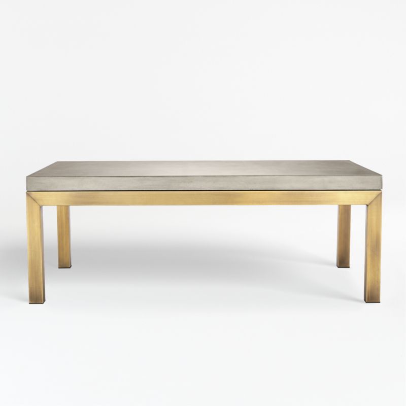 Parsons Concrete Top/ Brass Base 48x28 Small Rectangular Coffee Table