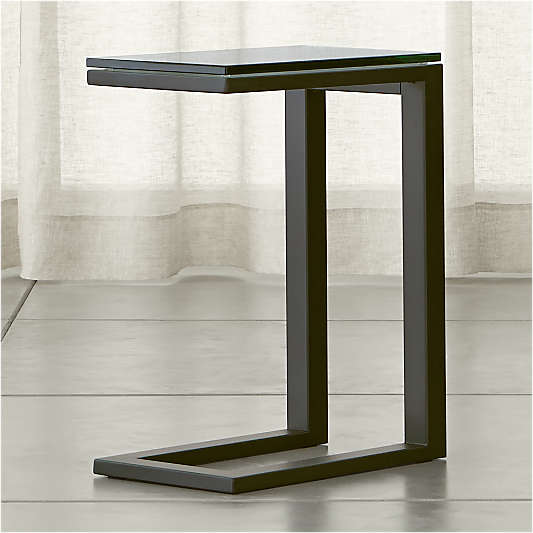 Parsons Clear Glass Top/ Dark Steel Base 20x12 C Table