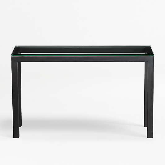 Parsons Clear Glass Top/ Dark Steel Base 48x16 Console