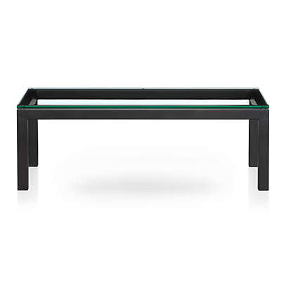 Dark Steel Base 48x28 Small Rectangular, Black Metal Rectangle Coffee Table With Glass Top