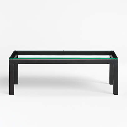 Parsons Clear Glass Top Dark Steel, Small Rectangular Coffee Table Glass