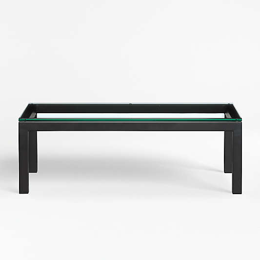 Parsons Clear Glass Top/ Dark Steel Base 48x28 Small Rectangular Coffee Table