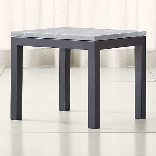 Parsons Grey Marble Top/ Dark Steel Base 20x24 End Table