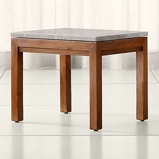 Parsons Grey Marble Top/ Elm Base 20x24 End Table