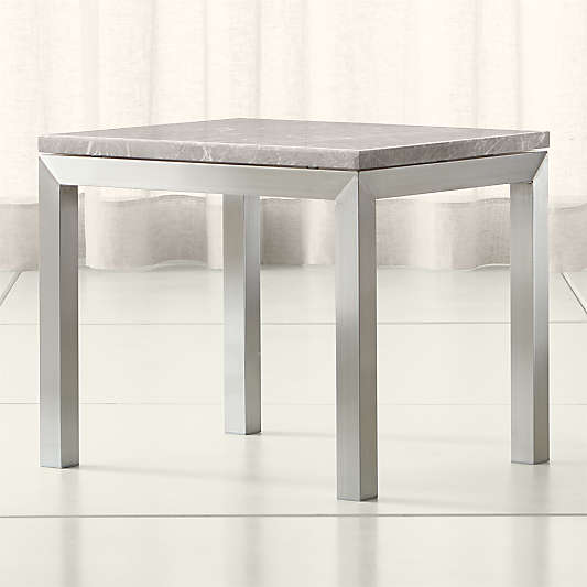 Parsons Grey Marble Top/ Stainless Steel Base 20x24 End Table