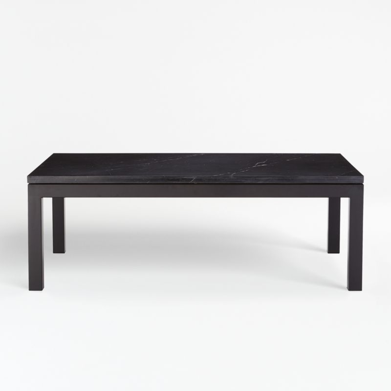 Parsons Black Marble Top Dark Steel Base 48x28 Small Rectangular Coffee Table Reviews Crate And Barrel