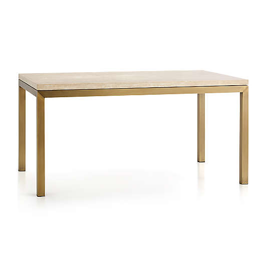 Parsons Travertine Top/ Brass Base 60x36 Dining Table