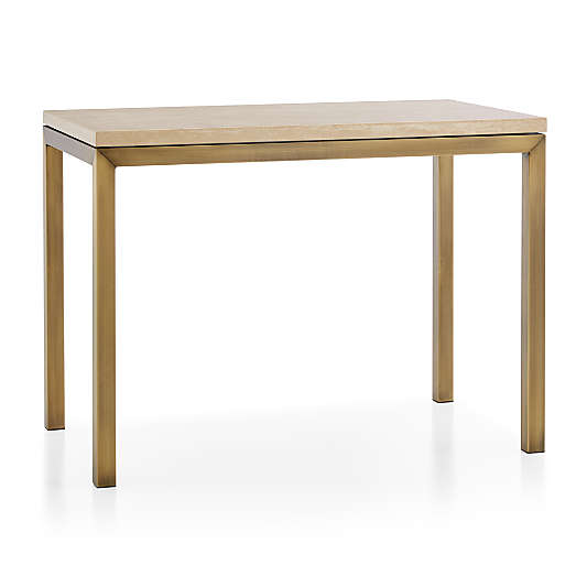 Parsons Travertine Top/ Brass Base 48x28 High Dining Table