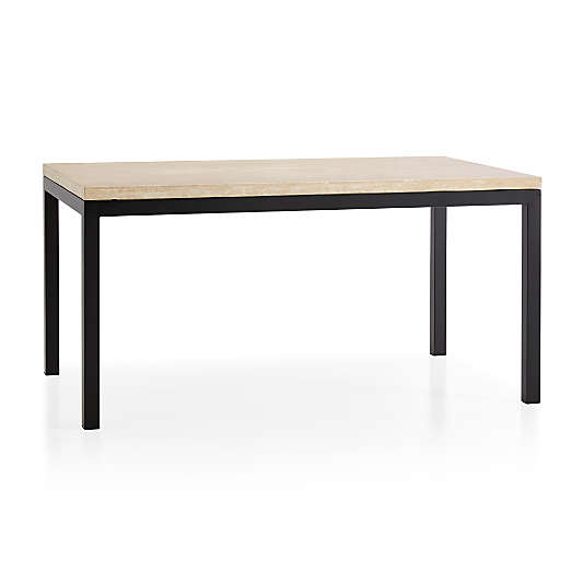 Parsons Travertine Top/Dark Steel Base 60x36 Dining Table