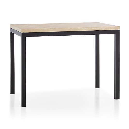 Parsons Travertine Top/Dark Steel Base 48x28 High Dining Table