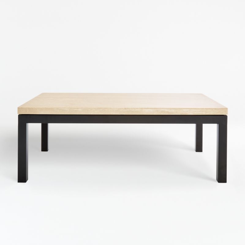 Parsons Travertine Top Dark Steel Base, Parsons Dining Table Crate And Barrel
