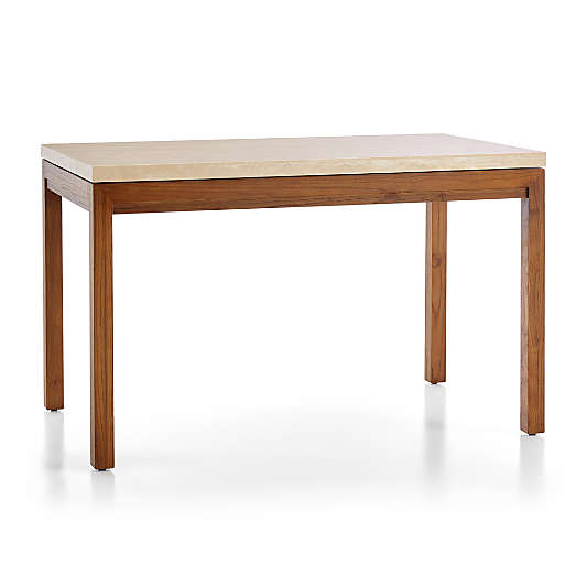 Parsons Travertine Top/ Elm Base 48x28 Dining Table