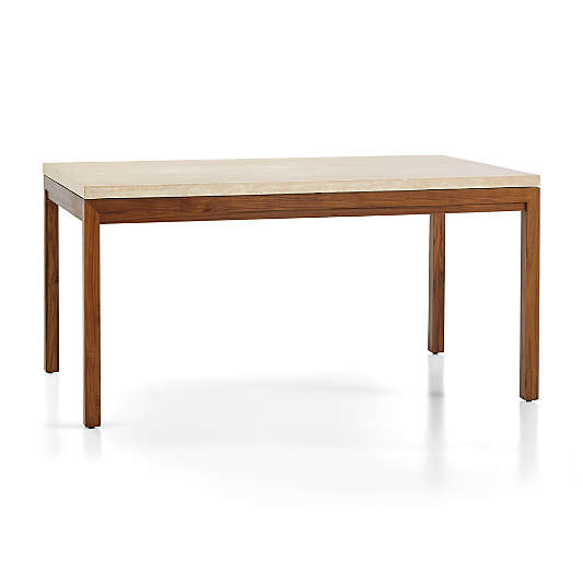 Parsons Travertine Top/ Elm Base 60x36 Dining Table