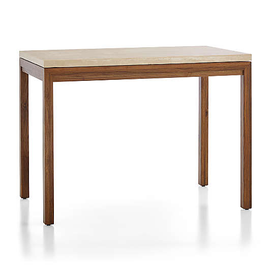 Parsons Travertine Top/ Elm Base 48x28 High Dining Table