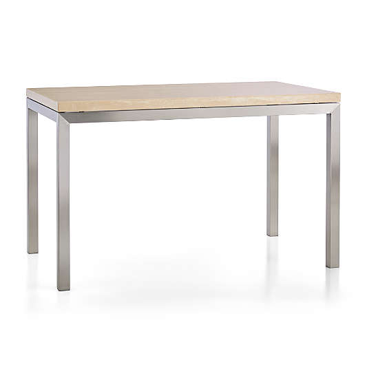 Parsons Travertine Top/ Stainless Steel Base 48x28 Dining Table