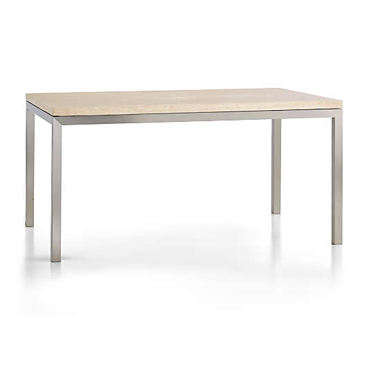 Parsons Travertine Top/ Stainless Steel Base 60x36 Dining Table