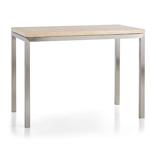 Parsons Travertine Top/ Stainless Steel Base 48x28 High Dining Table