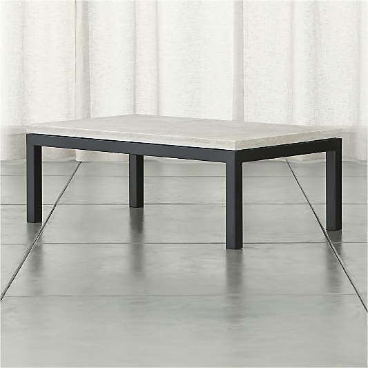 Parsons Rectangular Coffee Table with Travertine Top