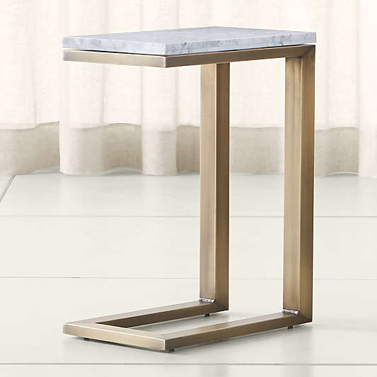 Parsons White Marble Top/ Brass Base 20x12 C Table