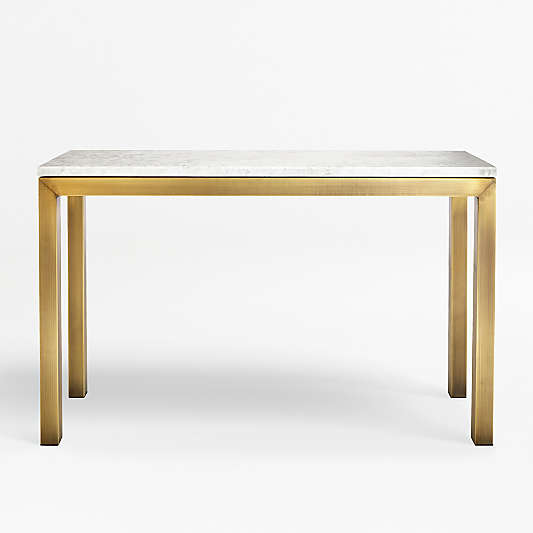 Parsons White Marble Top/Brass Base 48x16 Console Table