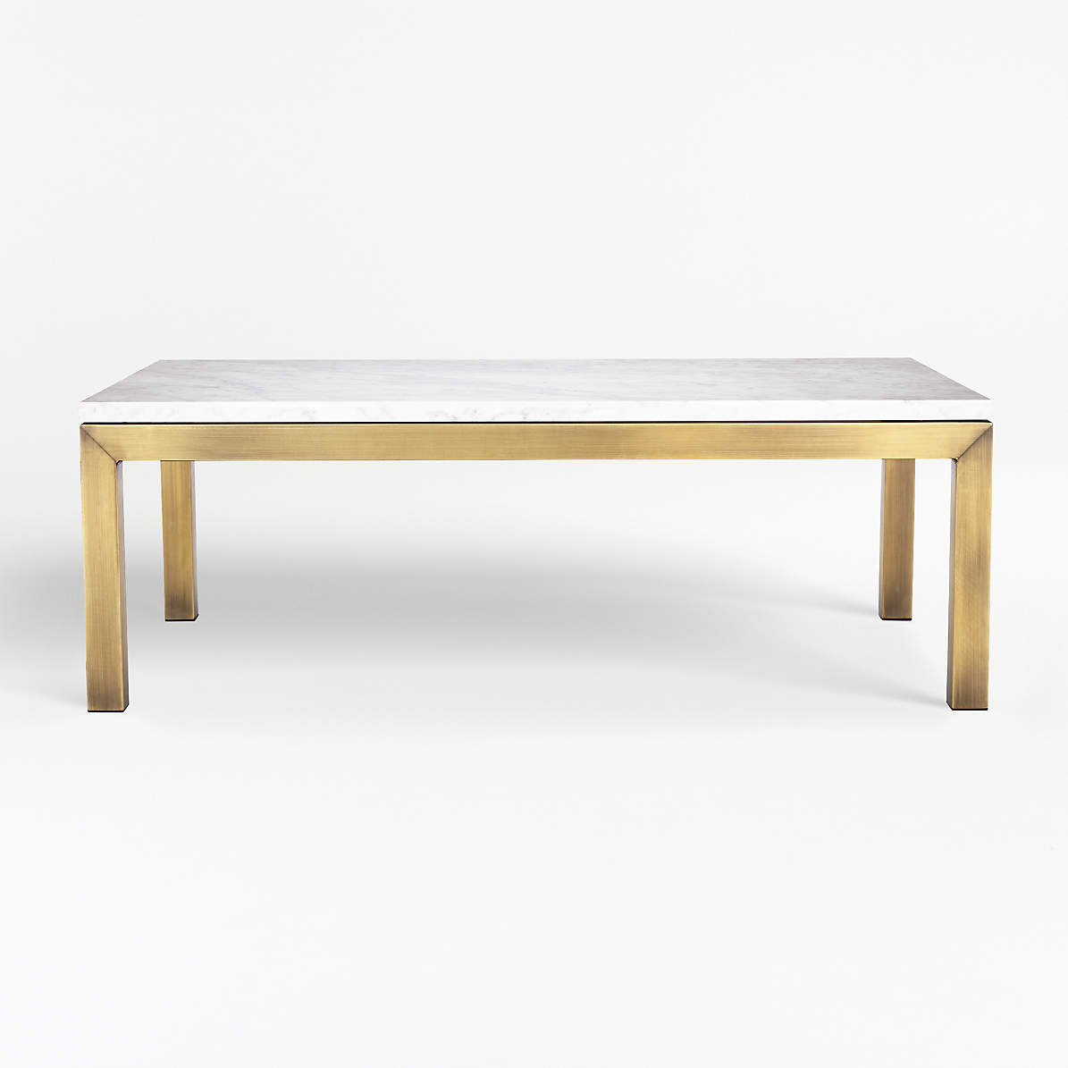 Parsons White Marble Top Brass Base 48x28 Small Rectangular Coffee Table Reviews Crate And Barrel