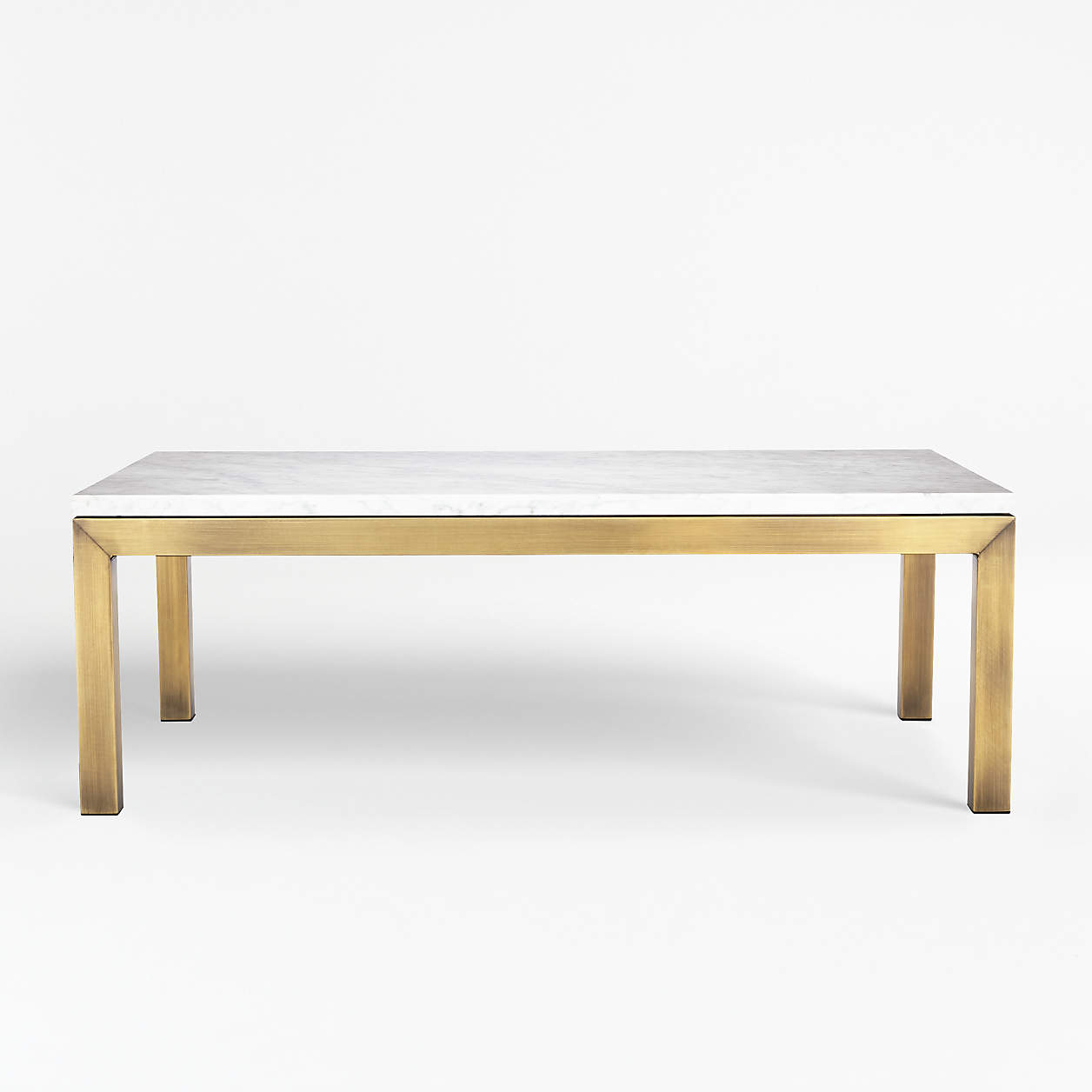 Parsons White Marble Top/ Brass Base 48x28 Small Rectangular Coffee