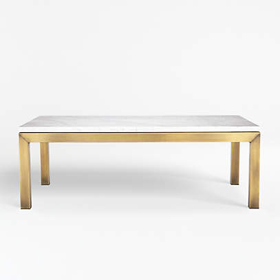 Parsons White Marble Top Brass Base, Wood And Brass Side Table