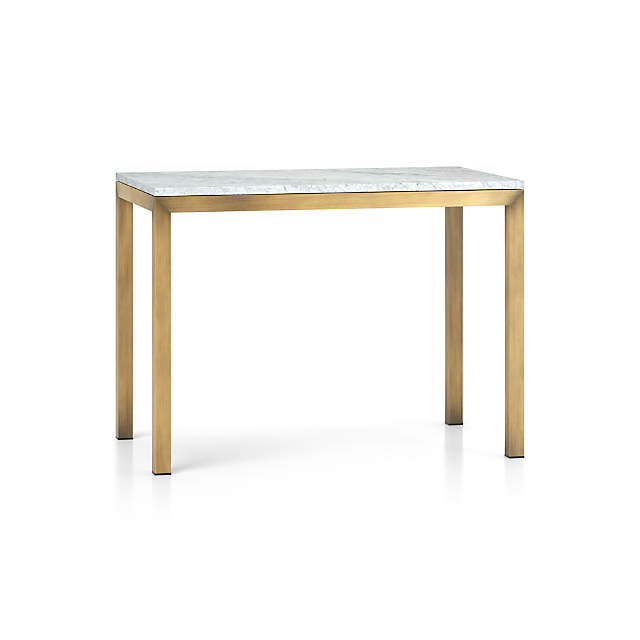 Parsons White Marble Top Brass Base, Parsons Dining Table Crate And Barrel