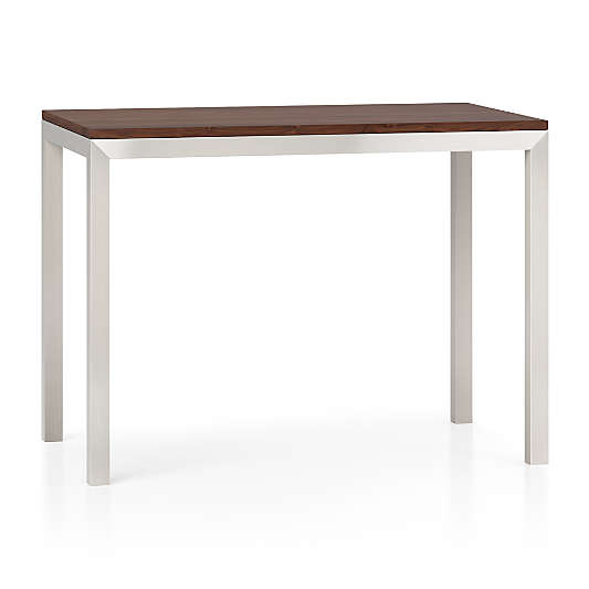 Parsons Walnut Top/ Stainless Steel Base 48x28 High Dining Table