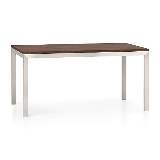 Parsons Walnut Top/ Stainless Steel Base 60x36 Dining Table