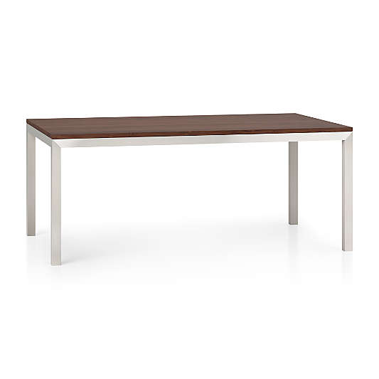 Parsons Walnut Top/ Stainless Steel Base 72x42 Dining Table