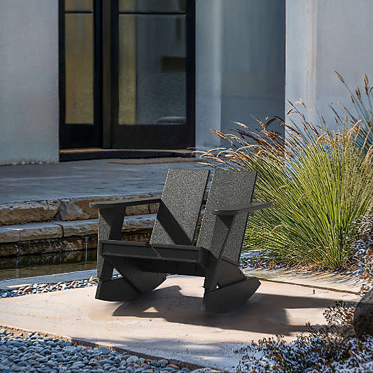 Paso Black Outdoor Adirondack Rocking Chair by POLYWOOD®
