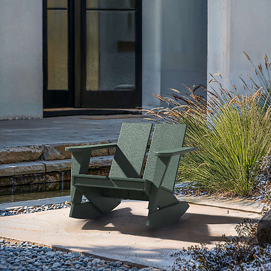 Paso Green Outdoor Adirondack Rocking Chair by POLYWOOD®