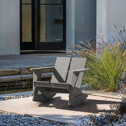 Paso Grey Outdoor Adirondack Rocking Chair by POLYWOOD®
