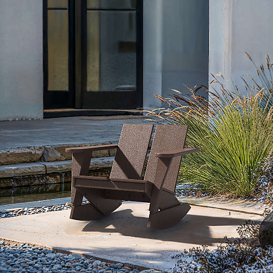 Paso Mahogony Brown Outdoor Adirondack Rocking Chair by POLYWOOD®