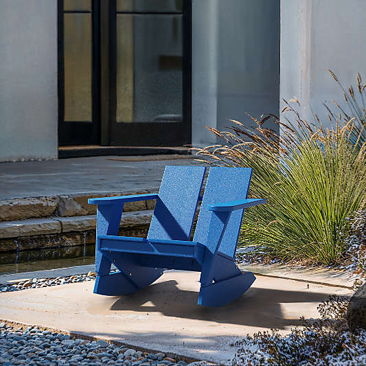 Paso Pacific Blue Outdoor Adirondack Rocking Chair by POLYWOOD®