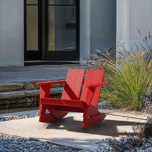 Paso Red Outdoor Adirondack Rocking Chair by POLYWOOD®