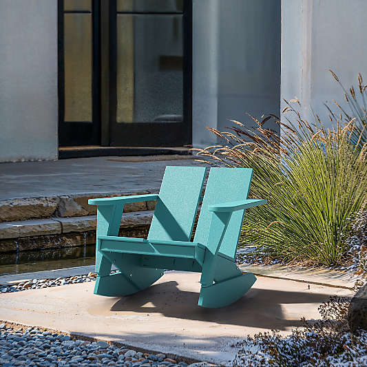 Paso Aruba Turquoise Outdoor Adirondack Rocking Chair by POLYWOOD®