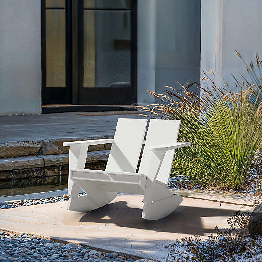 Paso White Outdoor Adirondack Rocking Chair by POLYWOOD®