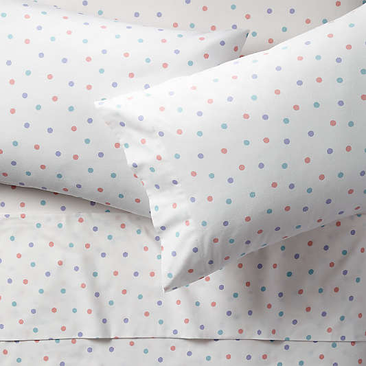 Organic Pastel Dot Flannel Full Sheet Set