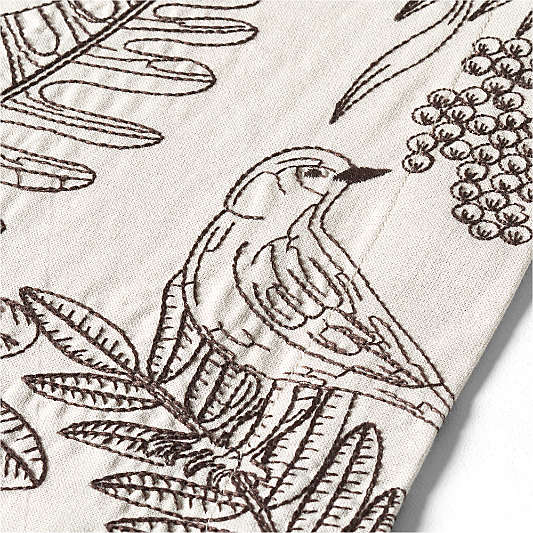 Partridge 120" Natural and Earth Brown Embroidered Runner