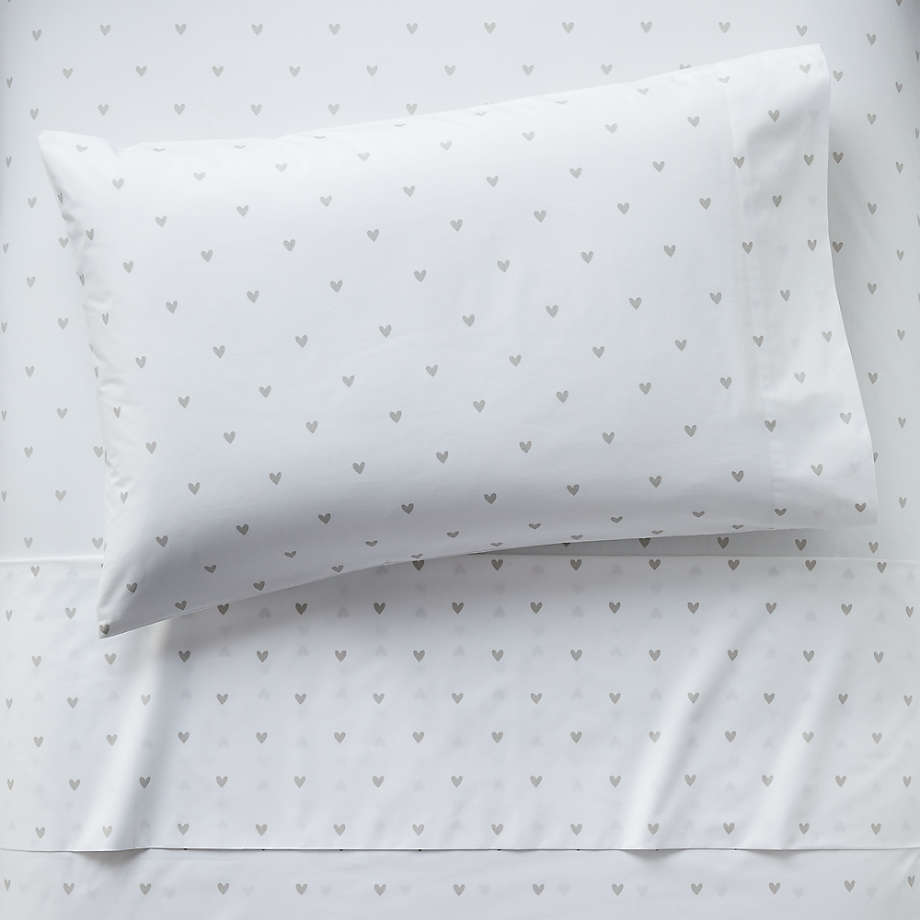 Pattern Play Grey Hearts Twin Sheet Set + Reviews Crate and Barrel Canada