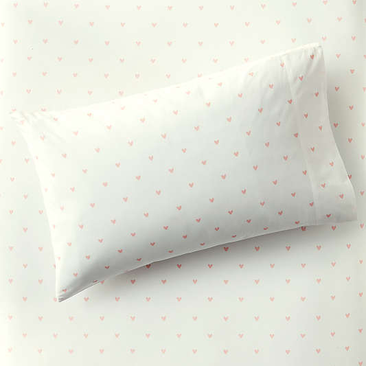 Organic Pattern Play Pink Hearts Kids Pillowcase