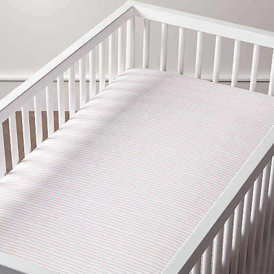 Organic Pattern Play Pink Stripe Crib Fitted Sheet