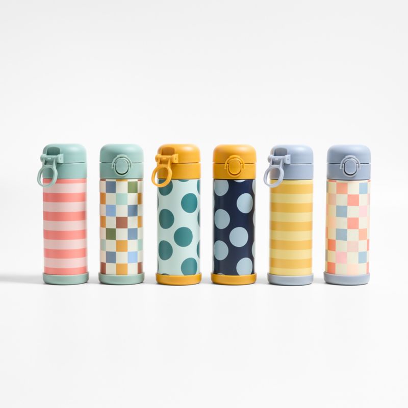 Polka Dot Insulated Stainless Steel Kids Water Bottle with Straw and Leak-Proof Lid