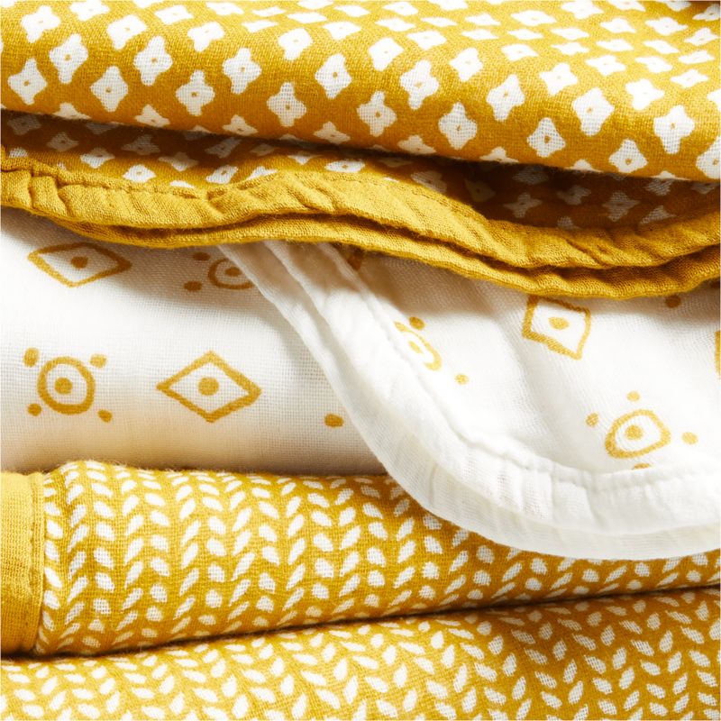 Pavel Organic Yellow Baby Swaddle Blankets, Set of 3 by John Robshaw