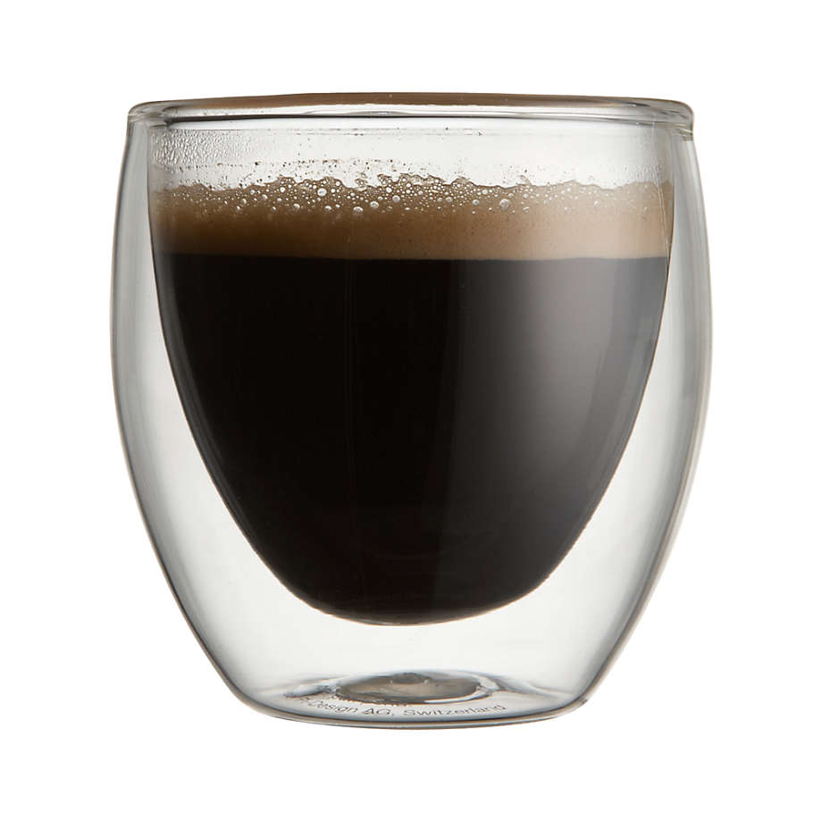 2 Bodum Bistro For Teavana MouthBlown DoubleWall Glass Espresso Cups New  W/O Box