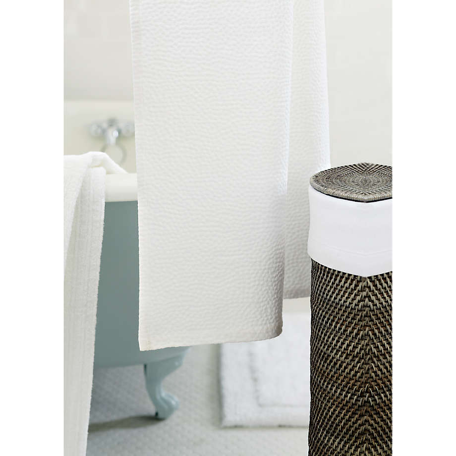 Extra-Long Organic Cotton Pebble Matelassé White Shower Curtain + Reviews