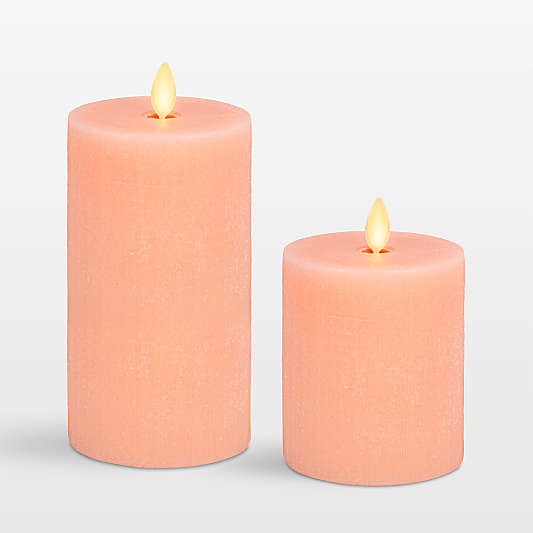 Flicker Flameless Peach Pillar Candles with Timer