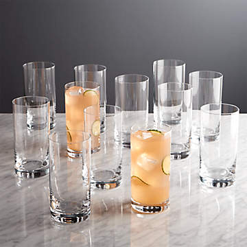 Seema Clear Highball Glasses (Set of 4) in White | Arhaus